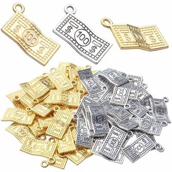 12 Pzs Dijes de dinero Colgante de aleación Dijes de billetes de 100 dólares para hacer pulseras y collares, suministros de joyería y manualidades DIY