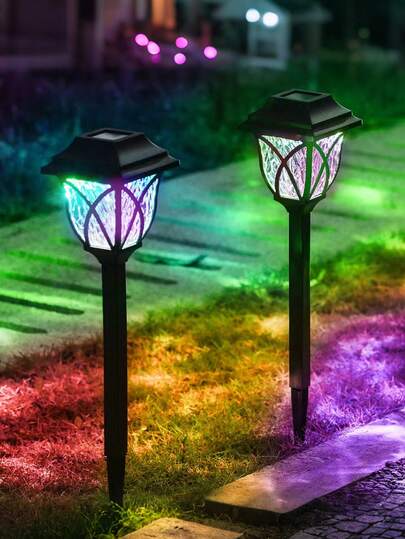 6pcs Colorful RGB Solar Garden Lights, Solar Lawn Lights, Solar Landscape Decoration Lighting, Suitable For Yard, Landscape, Pathway, Patio, Courtyard, Lawn LED Outdoor Lights