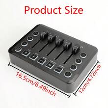 遊戲專用音訊混音器,可充電音訊介面rgb Pc混音器,具備xlr麥克風介面,個別控制,音量推子,靜音鍵,48v幻象電源,適用於播客/錄音功能 - 黑色 - 查看 3