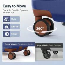 Suitcase Sets 3 Piece Hahell 3Years VIP Service Lightweight Expandable Ultra Durable 100% Polycarbonate Carry On Travel Lage Set With TSA Lock Spinner Wheels Classic Blue - 3-PieceSet(20/24/28) - View 6