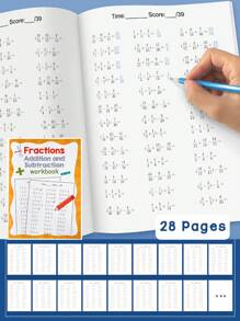 Cuaderno de ejercicios básicos de fracciones para niños, educación preescolar para aprender sobre fracciones de manera interesante, desde lo superficial hasta lo profundo. Incluye pared de fracciones, gráfico de fracciones, eje de fracciones, comparación de tamaño de fracciones, diversos formularios de comprensión de fracciones, ejercicios de suma y resta de fracciones. Es una excelente herramienta de aprendizaje de matemáticas para niños, para aprendizaje familiar, práctica escolar, ocio al aire libre y regalo para niños. Día de la Madre