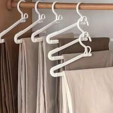 1 pieza Perchero multicapa para pantalones con diseño ajustable y ahorrador de espacio, organizador de armario para dormitorio, solución de almacenamiento para el hogar, soporte antideslizante para pantalones, organizador de armario para ropa de dormitorio - Blanco - Ver 4