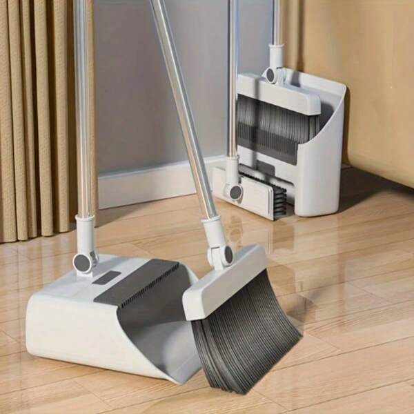 Set di scopa e paletta pieghevole 3 in 1, spazzola con setole non sfilacciate, kit di pulizia multi-superficie per soggiorno, camera da letto, bagno, tappeti, pavimenti duri, plastica, uso domestico e per il dormitorio