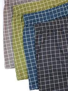 4 Stücke klassische karierte lose sitzende Loungewear Boxer Shorts, weiche & bequeme Herren Unterwäsche Shorts