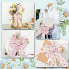 1pc/4pcs Pink Floral Wired Ribbon 2.5 Inch Vintage Rose Flower Ribbon For Bow Wreath Craft Gift Wrap Spring Summer Holiday Wedding Birthday Shower Party Home Decor