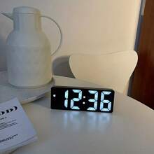 RAF Smart LED Clock, Voice Control Alarm Clock, Bedside Quiet Digital Alarm Clock, Desk Electronic Digital Clock, Snooze Desk Clock, LED Mirror Table Alarm Clock With Time Display, Desk USB Alarm Clock For Home, Bedroom, Office