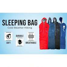 Saco de dormir usable Thermotuff con capucha doble, mangas largas, bolsillos y cordón ajustable - Ideal para acampar, senderismo en clima frío y manta para estadio - Azul acero y gris - Ver 7