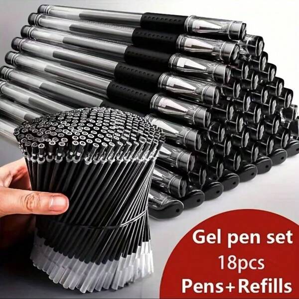 18pcs/Set Neutral Gel Pens, Black Blue Red Ink 0.5mm Cute Ballpoint Pens, Learning Supplies Stationery For Students, School, Office Back To School