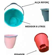 kit de 2 baldes reforçado 8 litros rosê