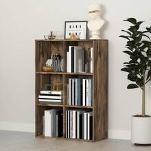 6-Cube Bookcase Storage Unit Shelves Storage Display For Trinkets Souvenirs Potted Plants For Study Room Living Room Home Office 65.5 X 30 X 97.5cm Rustic Brown - RusticBrown - View 2