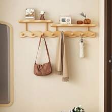 弧形壁挂式衣帽架竹制衣架，尺寸 12.99 英寸 20.47 英寸 28.34 英寸，节省空间的家居装饰 - 彩色 - 查看 6