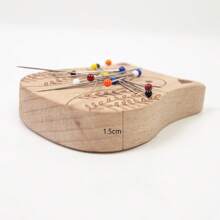 Carved Beechwood Animal Magnetic Pin Holder With 100pcs 38mm Sewing Pins