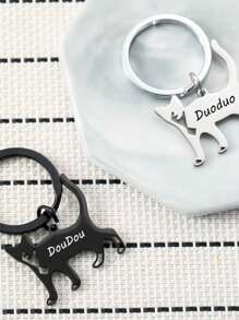 1 Peça Chaveiro Personalizado de Aço Inoxidável - Selecione a Fonte Adequada, Presente para Proprietário de Animação de Estimação, Presente para Amante de Gatos, Presente para Amigos com Nome de Animal de Estimação Personalizado
