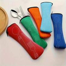 Reusable Cutlery Organizer Bag With Zipper Pouch – Portable Silverware Holder For Camping, Picnic & Travel, Washable Linen Utensil Carrier With Chopstick Pocket, Giftable Set