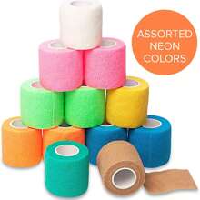 12pcs Self-Adhesive Bandages, 2 "X 5 Yards Non-Woven Adhesive Bandages, Sports Stretch Bandages And Veterinary Wound Adhesive Bandages, Animal Colored Neon Sports Wristbands, Waterproof, Suitable For Running Sports, Fitness Equipment Gym Accessories