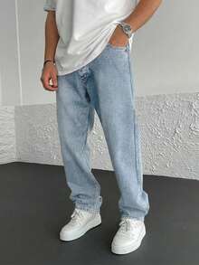 松紧腰可调节牛仔裤，高端简约百搭直筒水洗牛仔裤，抽绳松紧腰休闲裤，宽松阔腿Y2K牛仔街头风