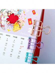 10/5个金属文件夹，空心长尾笔记本夹，办公及学校用品文件整理夹，书夹，便签夹，固定夹，文具美术夹，绘画固定夹，夹子 - 彩色 - 查看 3