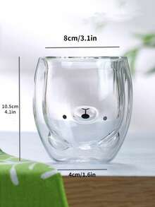 1pc Creative Cartoon Bear Dog Kitten Coffee Cup Glass Milk Cup - Multicolor - View 2