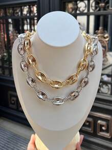 1 pieza Collar ajustable de metal chapado en oro de 18k con estilo punk, diseño de grano de café y nariz de cerdo, de uso unisex para el uso diario