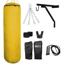 5ft 2530kg Fillled Punch Bag Boxing MMA Kick 8 Pcs Set Yellow - Yellow - View 3
