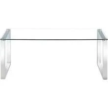 Clear Glass Side End Table With Mirrored Finish Chrome Legs For Living Room Lounge - Coffee Table - View 6