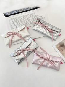 1 件可爱蝴蝶结系带眼镜袋，女孩眼镜收纳盒，太阳镜配件，采用可爱的动漫风格，卡通设计和少女心图案，轻巧，适合随身携带，完美保护太阳镜，是送给朋友、家人、老师的绝佳礼物