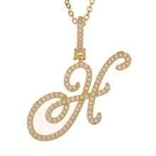1pc Copper Zirconia A-Z Alphabet Pendant Chain Necklace Fashion Woman Initial Name Jewelry