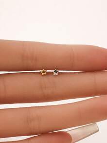 1 par de mini brincos de estrela dourada, brincos hipoalergênicos de prata esterlina 925, para uso diário feminino e masculino