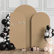 Khaki Arch Backdrop, 5ft, 6ft, 6.6ft, 7.2ft Arch Cover Backdrop For Wedding Arch, 2 Sides Spandex Lining Arch Backdrop, Suitable For Birthday Party Wedding Arch Decor (Arch Stand Not Included, Only Fabric Background) - Khaki - View 5