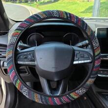 1 pieza Accesorios de protección para el volante del automóvil Estilo bohemio de lino sin anillo interior Funda elástica para el volante Funda elástica para el volante de múltiples colores Todo el año Universal
