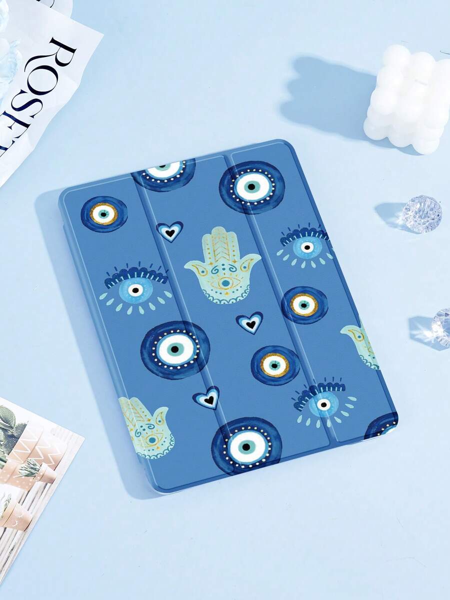 创意手掌眼心形设计保护壳适用于 iPad Air4/5 10.9 英寸、iPad 7/8/9/10.2 英寸、iPad 第 10 代，适用于 Kindle Paperwhite 第 12 代 2024、Kindle（第 11 代）2022 年发布，适用于三星 Galaxy Tab S6 Lite 10.4 英寸，具有自动睡眠/唤醒功能 - 彩色 - 查看 1
