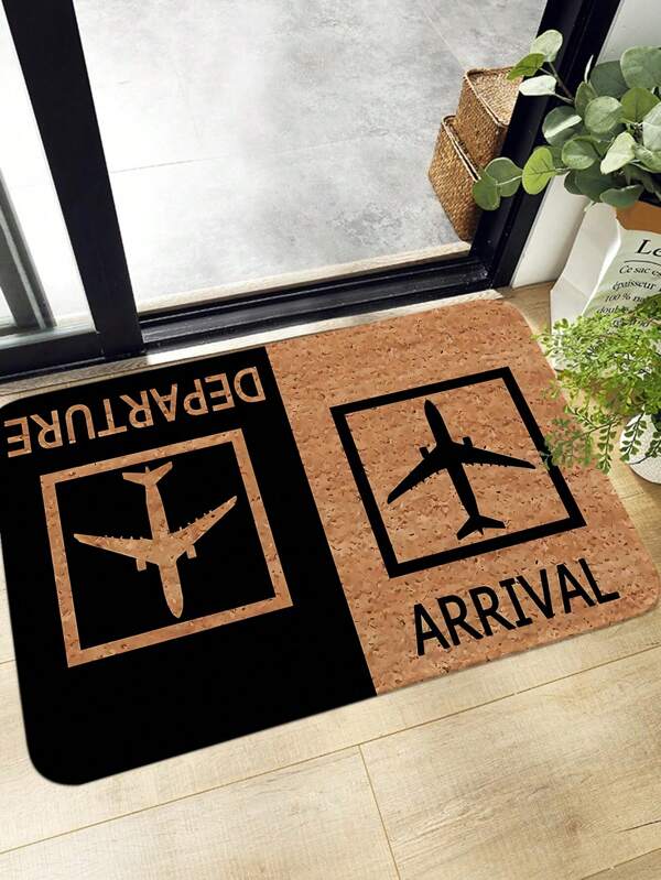 Capacho com estampa de avião, 1 peça, macio, absorvente, retangular e antiderrapante, adequado para entrada, quarto e casa