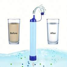 1 Set mobiler Wasserfilter für den Außenbereich, ultra leichtes 4-stufiges Filtersystem mit 0,01 Mikron, tragbarer Wasserreiniger in Trinkhalm-Form, geeignet für Outdoor-Reisen, Wildniserkundungen und Notfallsituationen