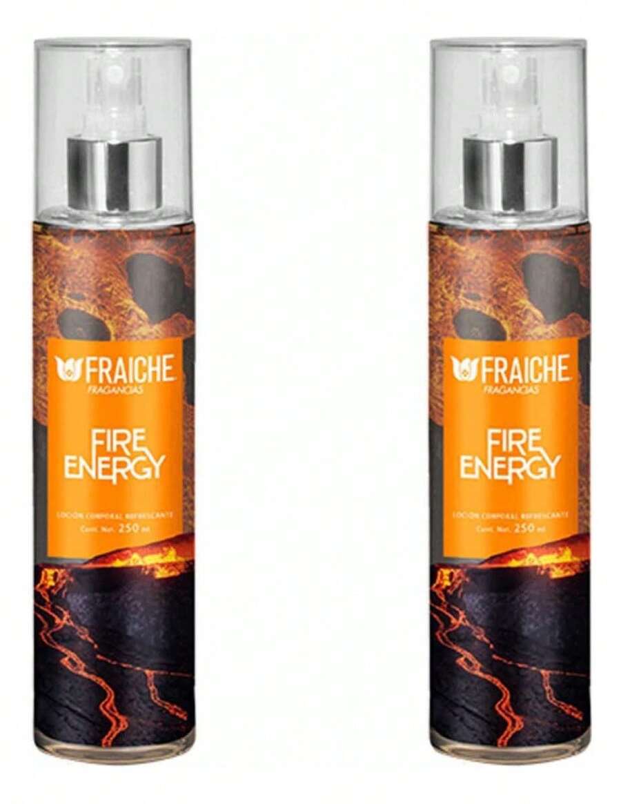 paquete 2 Fraiche bodys corporales para caballero perfume masculino aroma fresco duradero cuidado corporal fragancia original 250ml hidratante rutina diaria elegante varonil todo tipo de piel - FIRE ENERGY 250 ml - Ver 1