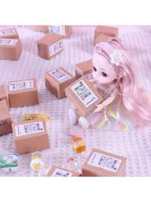 Set de 25pzs/50pzs/100pzs Mini caja de envío de juguete de alimentos y bebidas - Juguetes de cocina de plástico - Miniatura 1:12 para casa de muñecas - Mini alimentos de caja de envío, adornos de sorpresa de resina, regalos pequeños creativos, regalos con forma de mini caja de envío de alimentos y bebidas