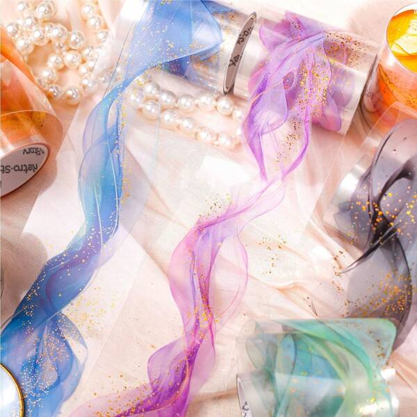 1 rouleau de ruban adhésif décoratif pailleté doré, matériau créatif pour scrapbooking et planificateur, retour à l'école