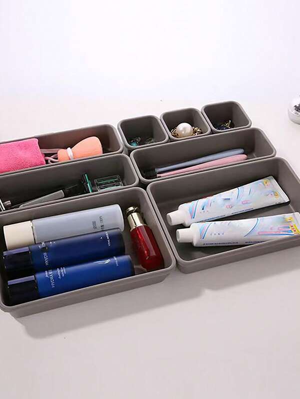 8pcs/Set Versatile White Plastic Drawer Storage Box, Ideal For Organizing Home Spaces, Perfect For Autumn And Festival Decorations, Enhance Your Room Decor With Stylish And Functional Storage Solutions For Fall, Bedroom, Living Room, And Seasonal Home Decor Needs