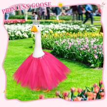 2pcs Princess Goose Outfit Crystal Rhinestone Goose Tiara Crown Tutu Skirt Goose Dress Cute Costume Decor For 17 ' 23 ' Cement/Plastic Porch Goose Spring Summer Party Outdoor Decoration