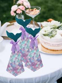 20pcs/5pcs Purple Mermaid Tail Gift Boxes, Ocean Theme Party Favors, Suitable For Birthday, Gender Reveal, Wedding, Birthday Decorations, Multipurpose Paper Gift Boxes, Gift Wrapping Supplies For All Occasions