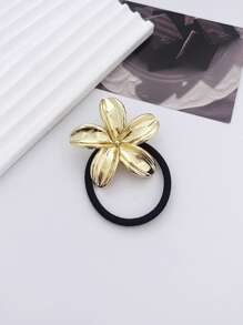 1 Stück minimalistischer chic Blumen Metall Scrunchie Haargummi, Europäisches und Amerikanisches Design Haargummis, Haargummis für den Pferdeschwanz, Haargummis, Haargummibänder, Scrunchies, Haargummi-Stretchbänder