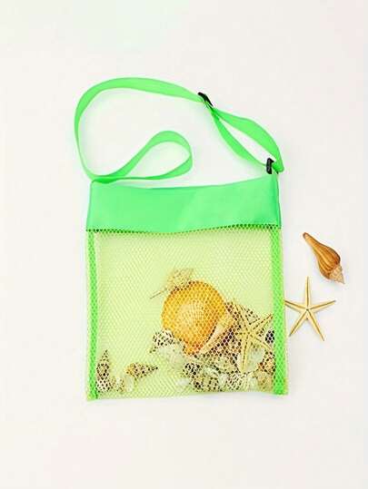 حقيبة لعب الشاطئ، حقيبة لجمع الأصداف، حقيبة تخزين، حقيبة أدوات حفر الرمال، مع حزام كتف قابل للتعديل، حقيبة كروس بودي للسفر الصيفي، مناسبة لاكسسوارات حفلات الشاطئ والمسبح للأولاد والبنات