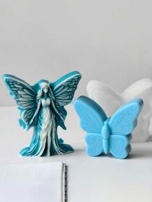 1 件迷人仙女蜡烛模具 - DIY 树脂和混凝土工艺套件带蝴蝶装饰 - 高温硅胶模具，易于脱模 - 耐用时尚的节日和生日装饰，烛台 - 白色 - 查看 5