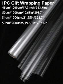 1卷透明玻璃纸，透明花束包装纸，塑料防尘包装纸，适用于礼品篮、鲜花、工艺品、零食和甜点 - 彩色 - 查看 11