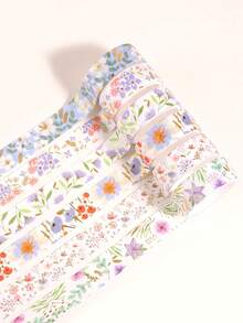 12 Rolls Floral Pattern Washi Tape Set, Creative Bronzing Flower And Leaf Prints, Decorative Adhesive Tape For Scrapbooking, Journaling, And Craft Projects, Flower-Themed Stationery Gift Set - Multicolor - View 8