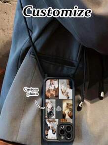 Personalisierter Foto-Schlüsselband mit CD-Muster, hochwertige geätzte strukturierte dicke kratzfeste bemalte Handyhülle mit gewebtem Handgelenk- und Schultergurt, kompatibel mit iPhone 16 Pro/16 Pro Max/16 Plus, 15 Pro Max, 13, 14, 11 Pro, 12 Pro Hüllen, stilvolle, farbenfrohe, vintage, süße, schlichte, witzige, individuelle, personalisierte, einzigartige, ideale Geschenke für ihn, ideale Geschenke für sie, Freund, Freundin, Familie, Freunde, Großeltern, Paar, für Jahrestage, für Geburtstage