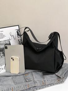 Bolsa de Ombro de Nylon à Prova d'Água de Grande Capacidade Casual, Bolsa Transversal Unissex para Passeio