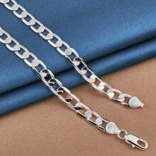Stylish 925 Sterling Silver Plated Necklace For Men & Women 16-30inch Classic 8mm Chain Luxurious Jewelry Perfect For Weddings And Christmas Best For Christmas