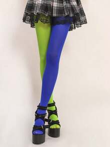 1 Pair Dual Color Pantyhose For Women, Sculpting, Slimming Leggings, Striped Tights, Sexy European Style