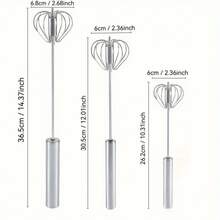 Egg Beater Kitchen Tool Stainless Steel Semi-Automatic Egg Beater Stainless Steel Egg Beater - Handheld, Manual Mixer For Eggs And Cream, Food Safe, Suitable For Indoor/Outdoor Baking - 9.68in - View 2