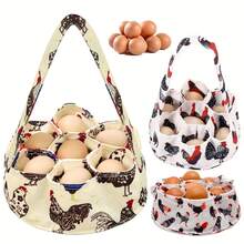 1pc Fabric Egg Storage Basket With 7 Pockets, Suitable For Storing Fresh Eggs From Hens, Ducks, Geese, Etc., Farmhouse Accessory, Also For Garden And Shelf Storage - Multicolor - View 1